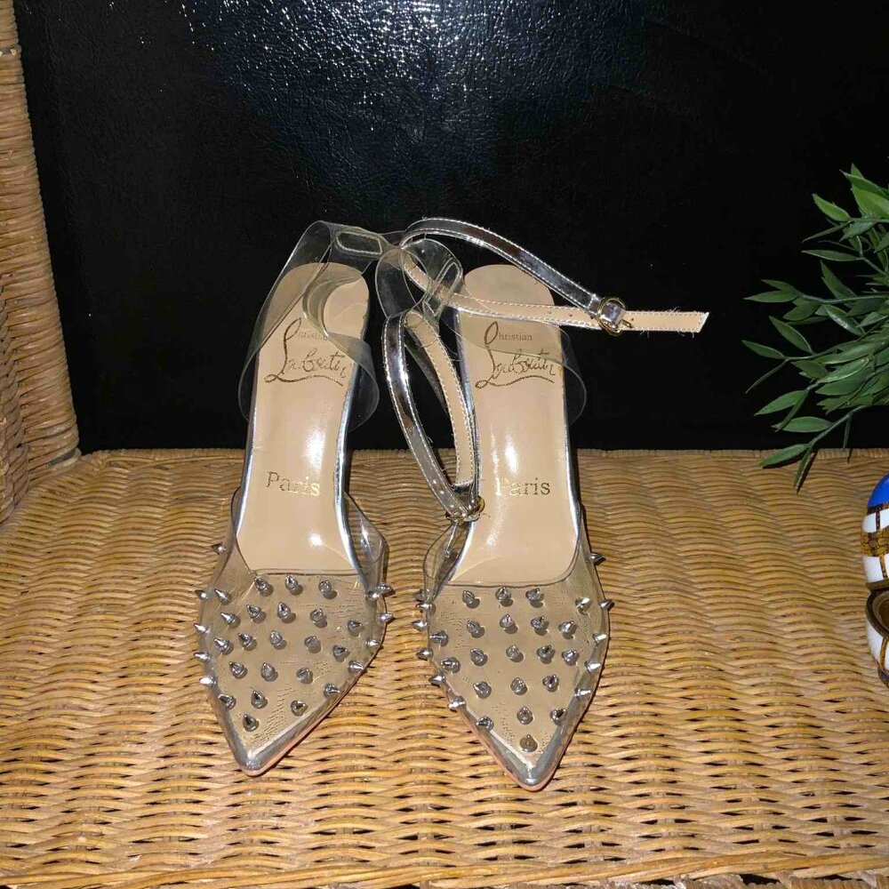 Christian Louboutin Silver Spiked Heels